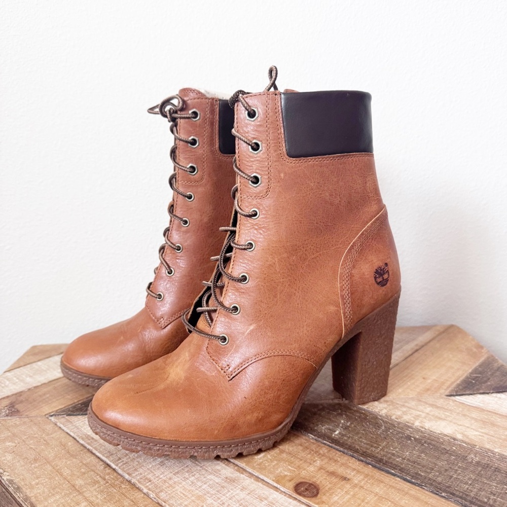 Timberland Glancy Tan Leather Heeled Boots - Picture 2 of 12